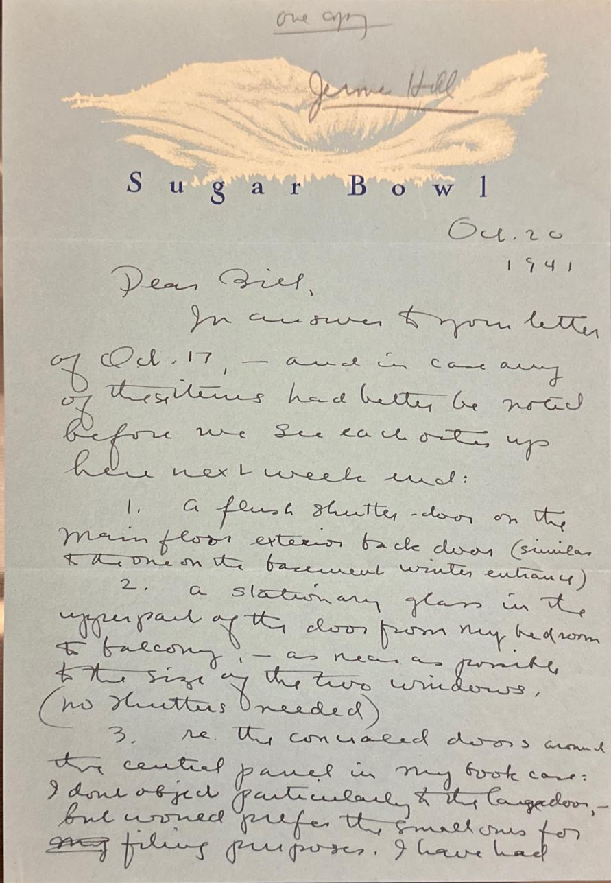 Letter from Sugar Bowl — page 1