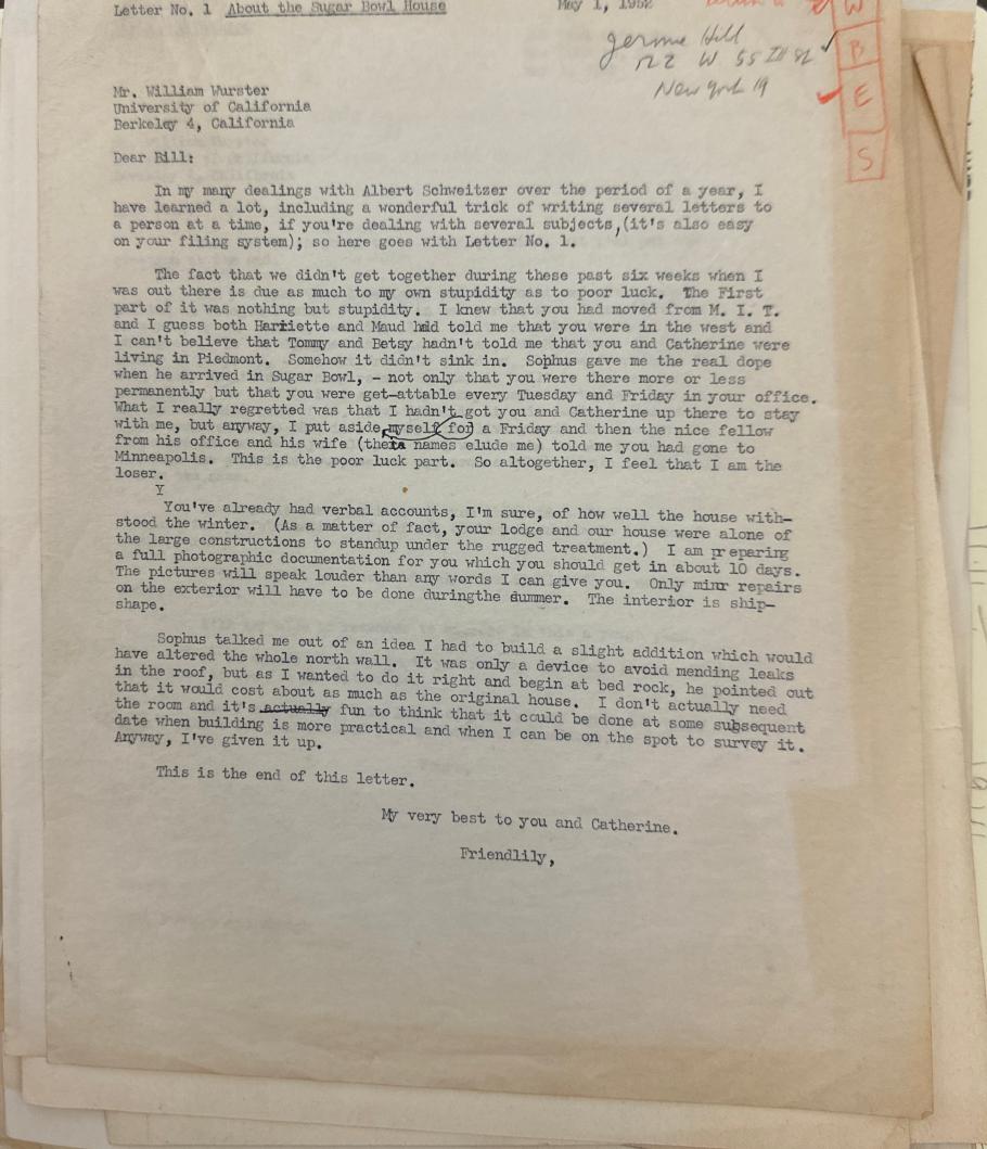 Letter No. 1: About the Sugar Bowl House — page 1